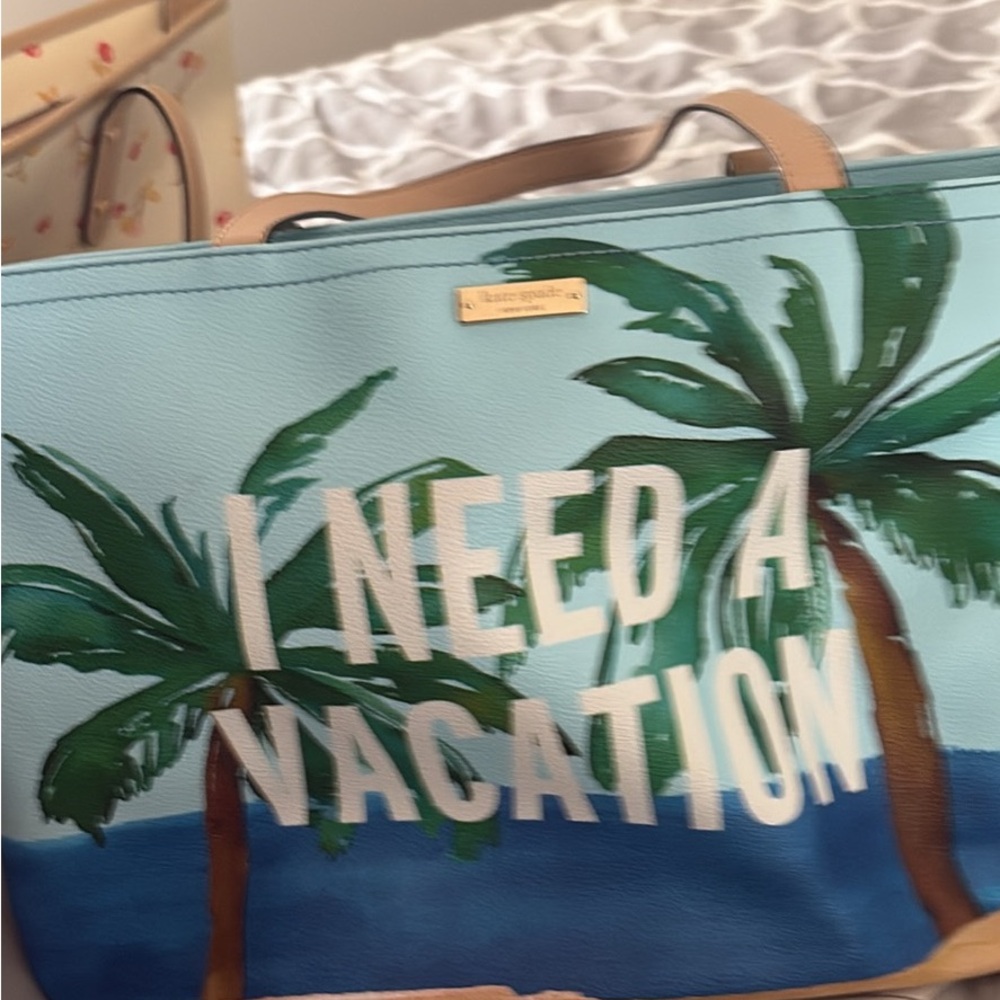 Kate Spade Blue and Green Vacation Tote